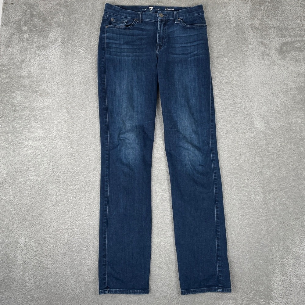 7 For All Mankind Kimmie Straight Leg Jeans Womens 30 Blue Dark Wash Stretch
